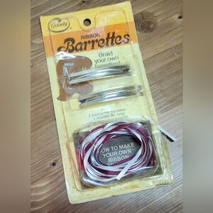 Goody Retro Vintage Ribbon Stay Tight Gold Barrettes Hair Kit Make Your Own 1981